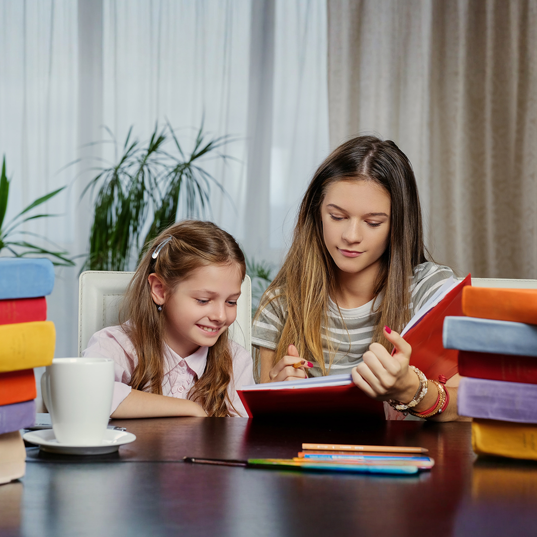 Child practicing reading